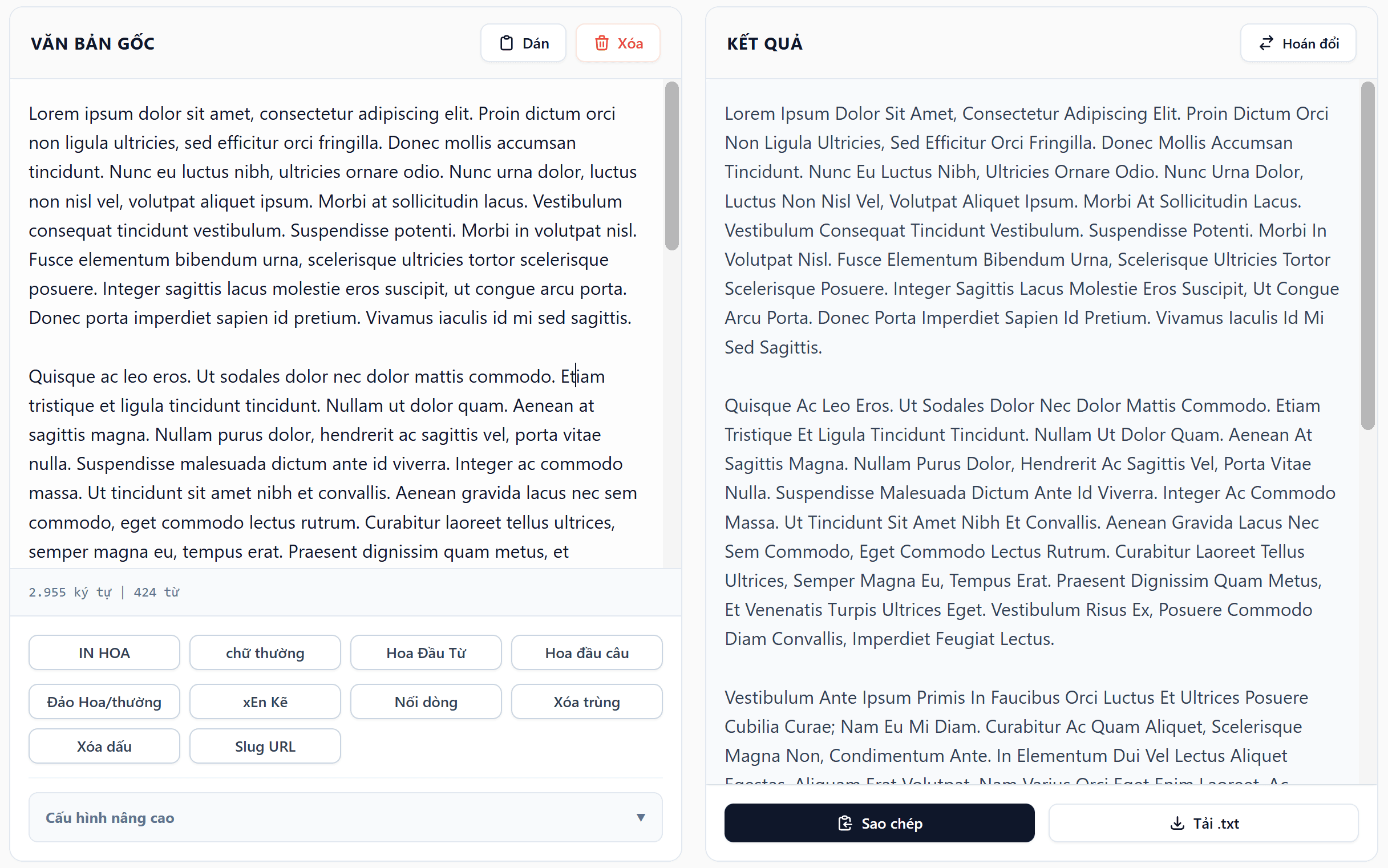 Công cụ chuyển đổi chữ hoa sang chữ thường