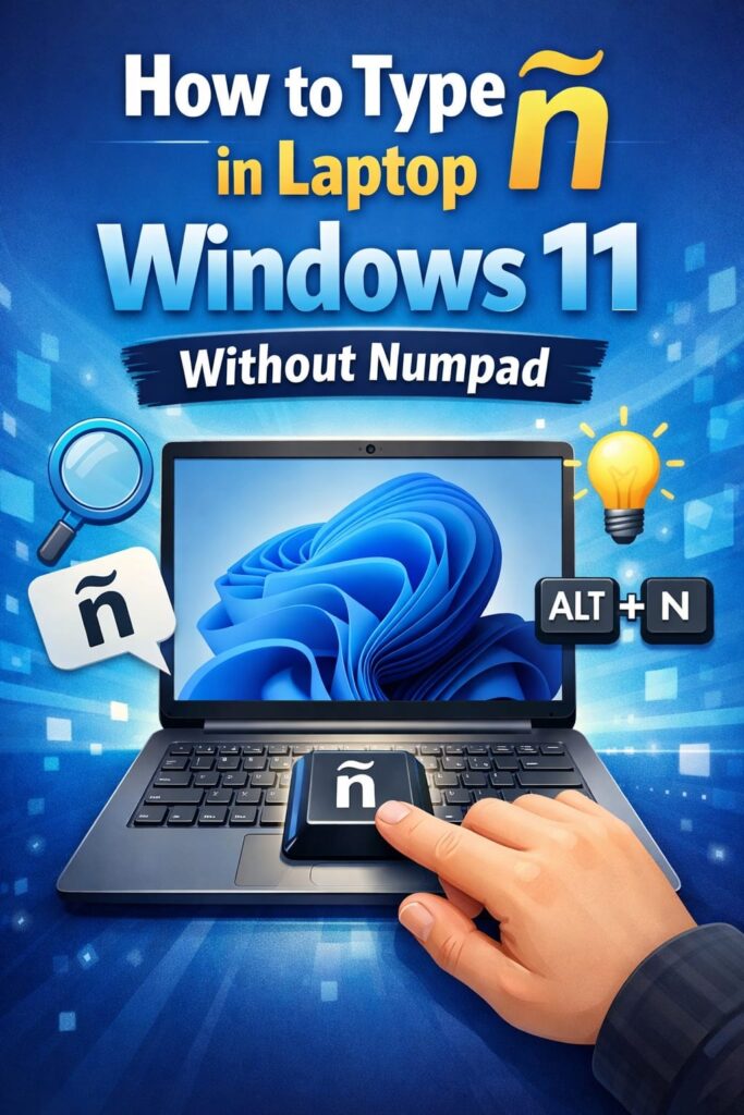 How to type ñ in laptop Windows 11 without numpad