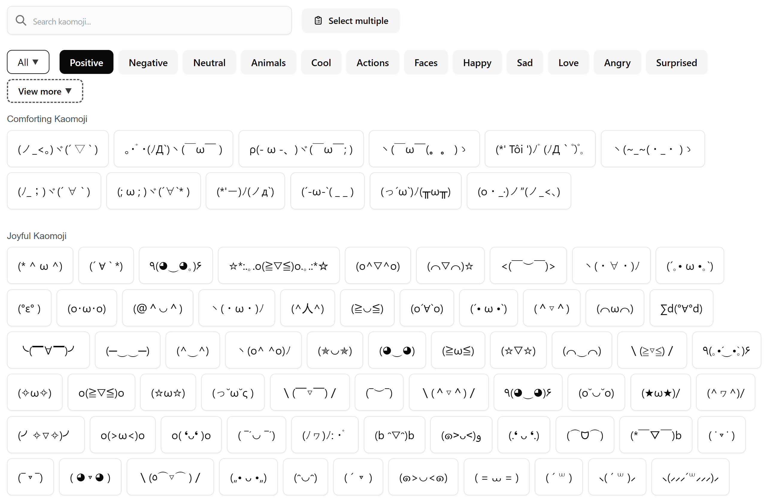 Kaomoji copy and paste online